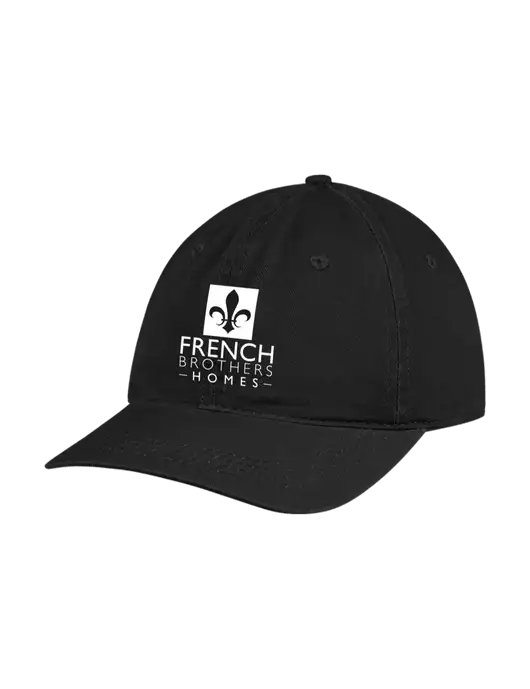 Garment Washed Unstructured Twill Black Cap w/French Brothers Homes Logo