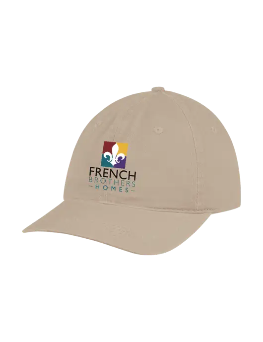 Garment Washed Unstructured Twill Tan Cap w/French Brothers Homes Logo
