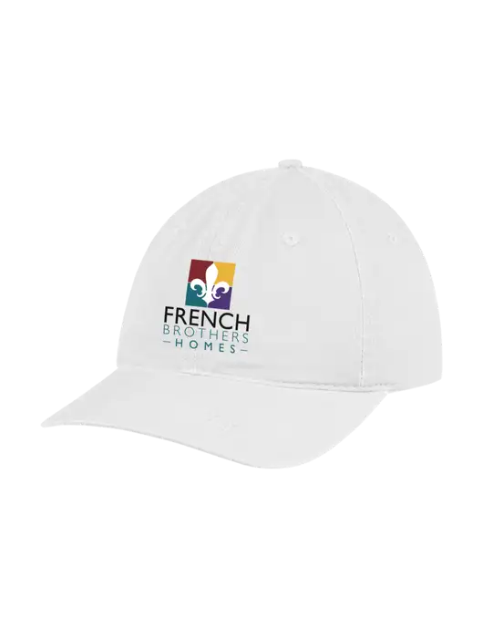 Garment Washed Unstructured Twill White Cap w/French Brothers Homes Logo