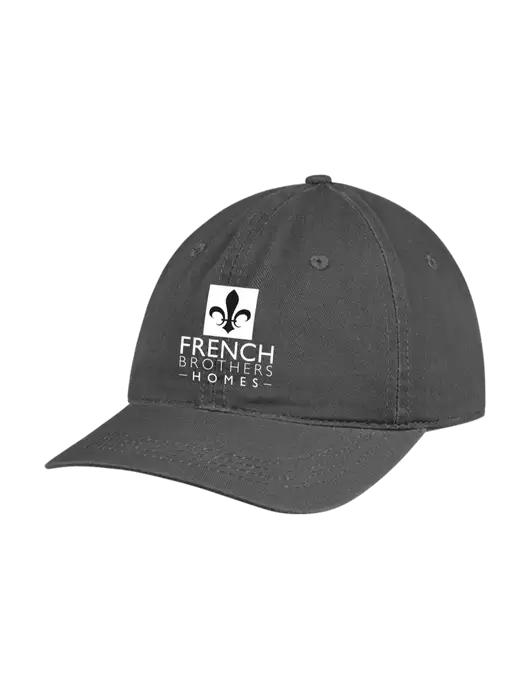 Garment Washed Unstructured Twill Charcoal Cap w/French Brothers Homes Logo