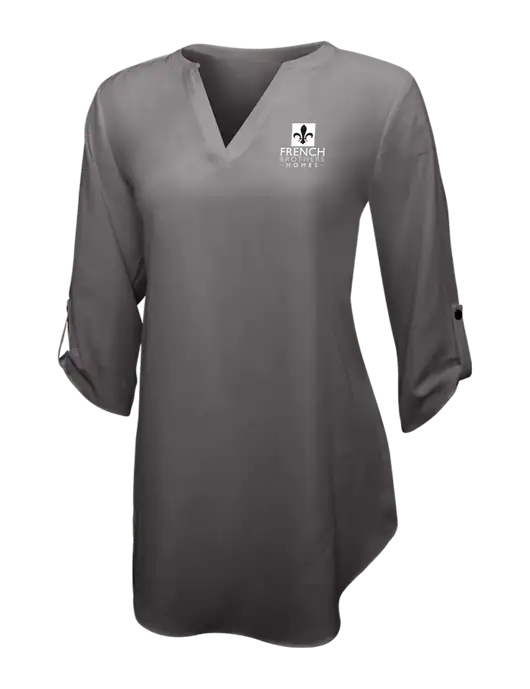 Dark Grey Womens 3/4 Sleeve Tunic Blouse w/French Brothers Homes Logo