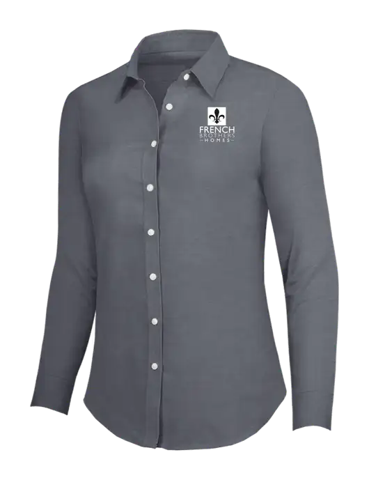 Dark Grey Womens SuperPro Oxford Shirt w/French Brothers Homes Logo