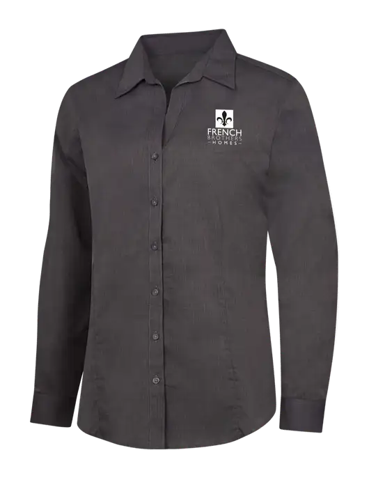 Womens Soft Black Crosshatch Easy Care Shirt w/French Brothers Homes Logo