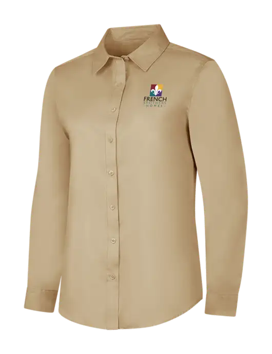 Dark Tan Womens Long Sleeve Superpro React Twill Shirt w/French Brothers Homes Logo