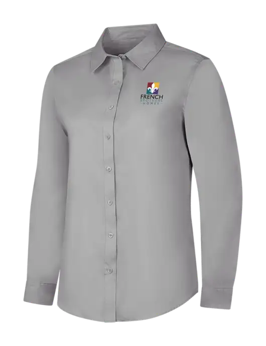 Light Grey Womens Long Sleeve Superpro React Twill Shirt w/French Brothers Homes Logo