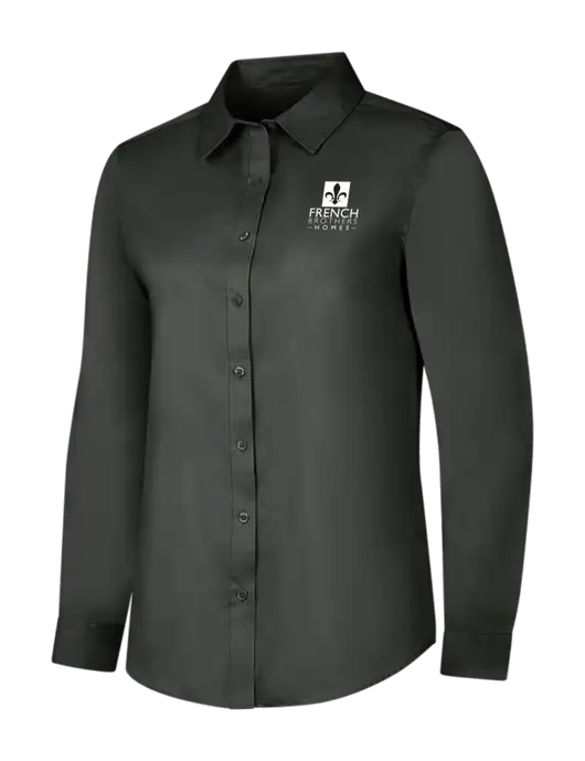 Dark Grey Womens Long Sleeve Superpro React Twill Shirt w/French Brothers Homes Logo