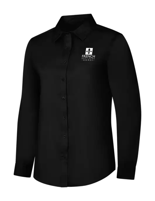 Womens Black Long Sleeve Superpro React Twill Shirt w/French Brothers Homes Logo