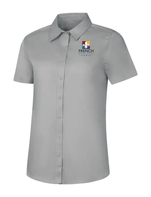Womens Light Grey Short Sleeve Superpro React Twill Shirt w/French Brothers Homes Logo