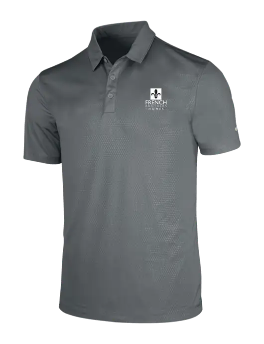 NIKE Medium Grey Dri-Fit Embossed Tri-Blade Polo w/French Brothers Homes Logo