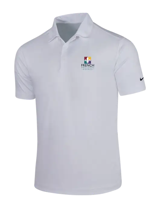 NIKE White Dri-Fit Vertical Mesh Polo w/French Brothers Homes Logo