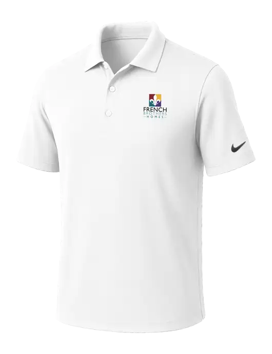 NIKE White Dri-Fit Micro Pique Polo w/French Brothers Homes Logo