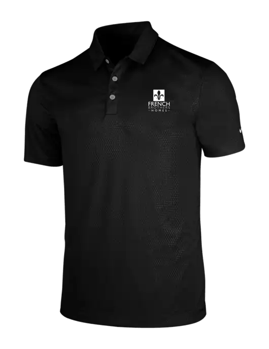 NIKE Black Dri-Fit Embossed Tri-Blade Polo w/French Brothers Homes Logo