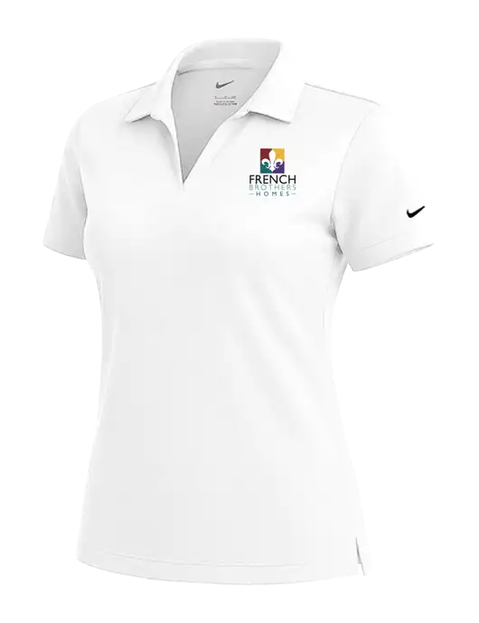 NIKE White Womens Dri-Fit Micro Pique Polo w/French Brothers Homes Logo