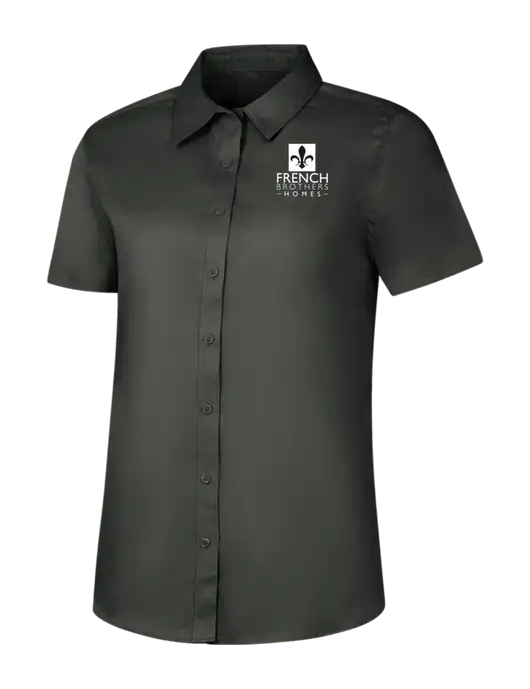 Womens Dark Grey Short Sleeve Superpro React Twill Shirt w/French Brothers Homes Logo