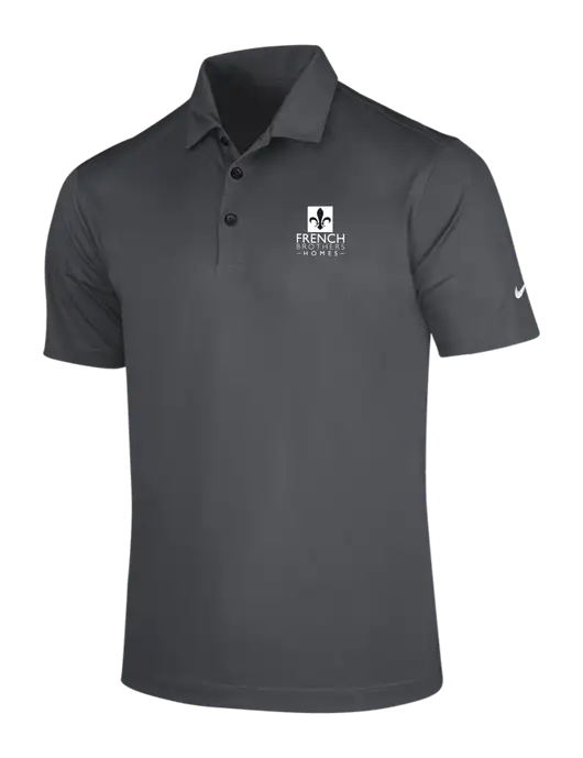 NIKE Dark Grey Dri-Fit Vertical Mesh Polo w/French Brothers Homes Logo