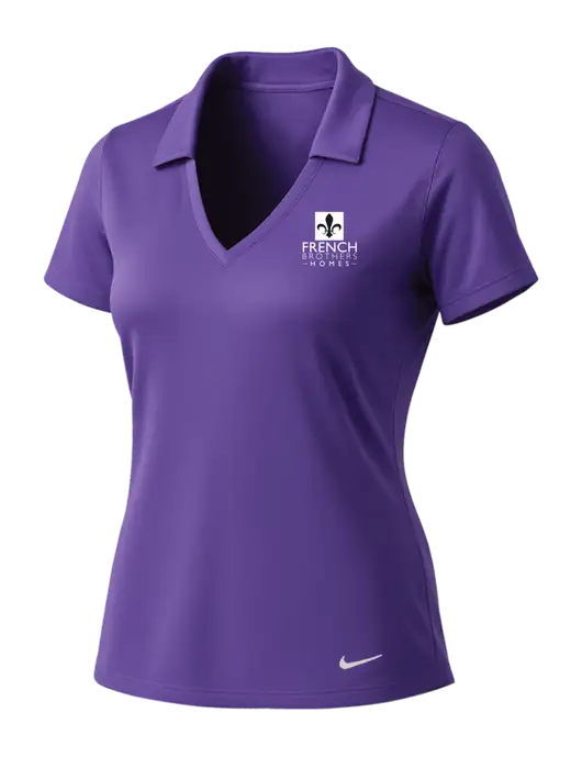 NIKE Purple Womens Dri-Fit Vertical Mesh Polo w/French Brothers Homes Logo