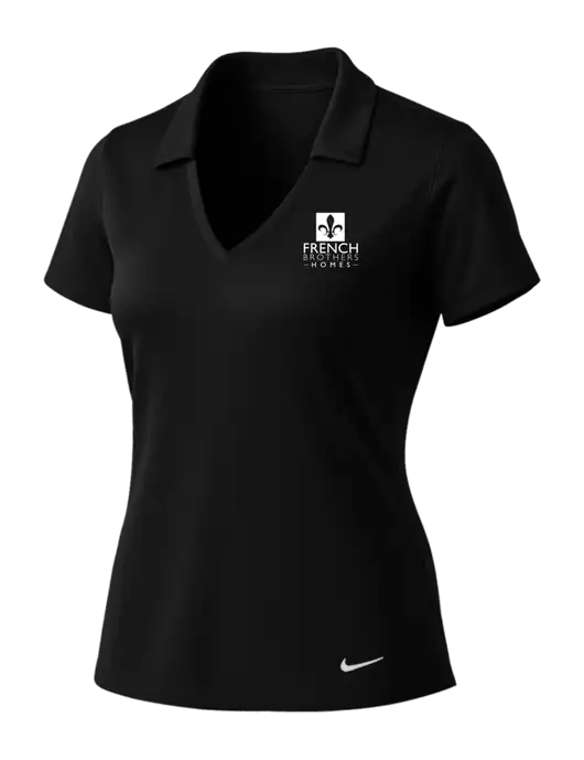 NIKE Black Womens Dri-Fit Vertical Mesh Polo w/French Brothers Homes Logo