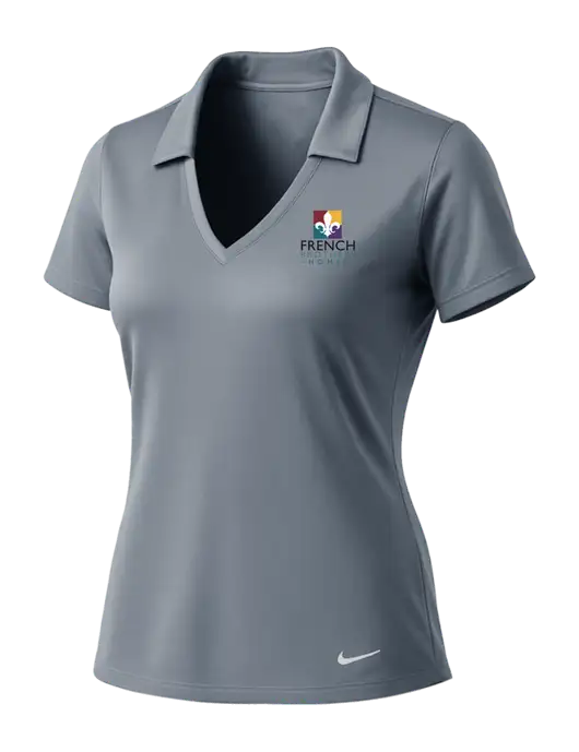 NIKE Medium Grey Womens Dri-Fit Vertical Mesh Polo w/French Brothers Homes Logo