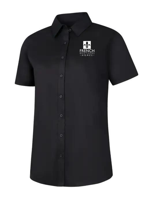 Womens Black Short Sleeve Superpro React Twill Shirt w/French Brothers Homes Logo