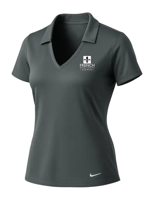 NIKE Dark Grey Womens Dri-Fit Vertical Mesh Polo w/French Brothers Homes Logo