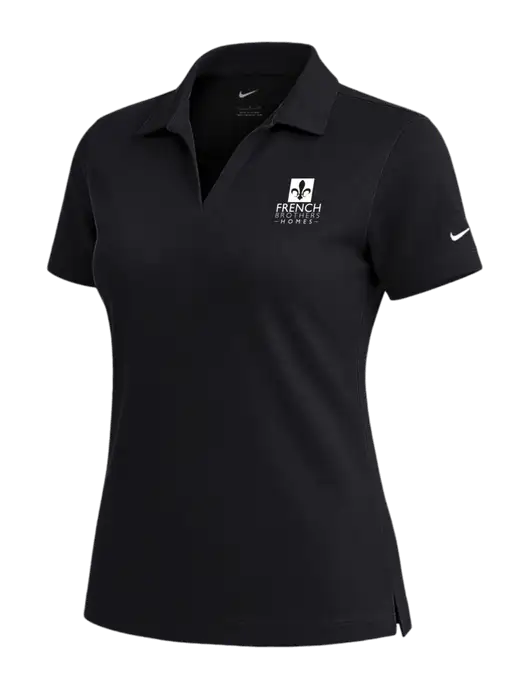 NIKE Black Womens Dri-Fit Micro Pique Polo w/French Brothers Homes Logo
