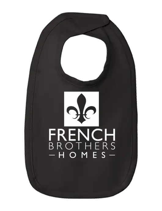 Rabbit Skins Black Infant Premium Jersey Bib w/French Brothers Homes Logo