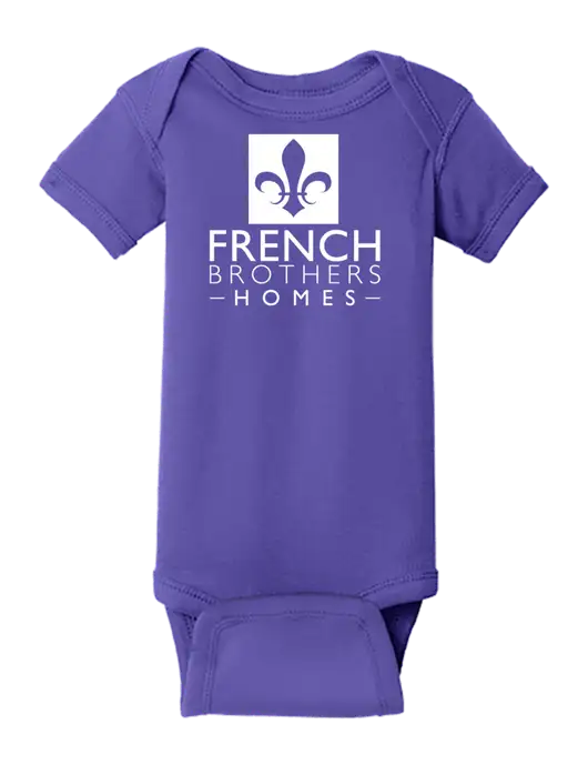 Rabbit Skins Purple Infant Short Sleeve Baby Rib Bodysuit w/French Brothers Homes Logo
