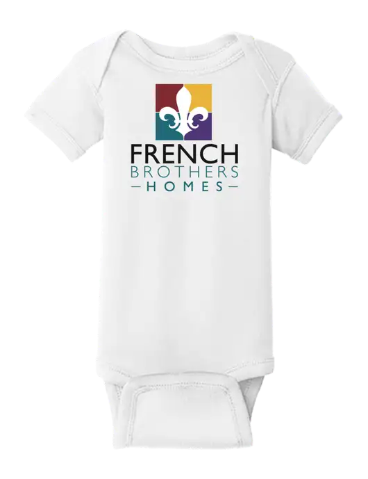 Rabbit Skins White Infant Short Sleeve Baby Rib Bodysuit w/French Brothers Homes Logo