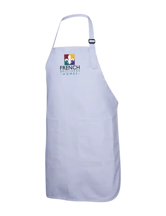 Full-Length White Apron With Pockets w/French Brothers Homes Logo
