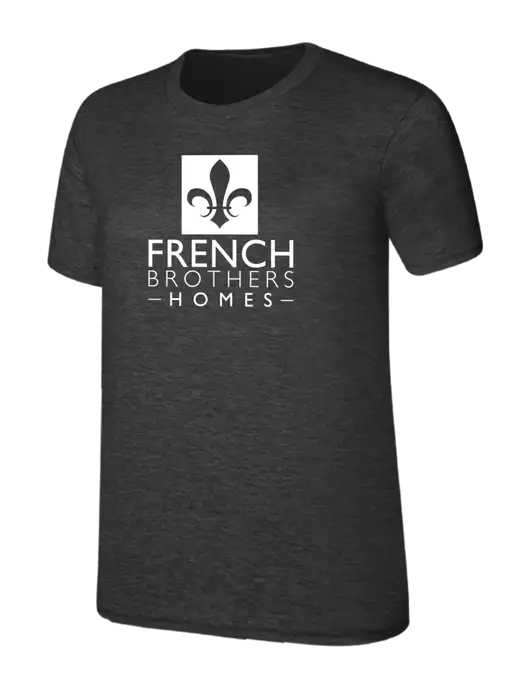 Womens Ring Spun Dark Heather Grey 4.5 oz T-Shirt w/French Brothers Homes Logo