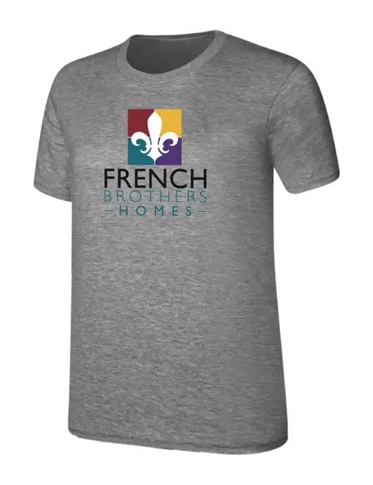 Womens Ring Spun Light Grey Heather 4.5 oz T-Shirt w/French Brothers Homes Logo