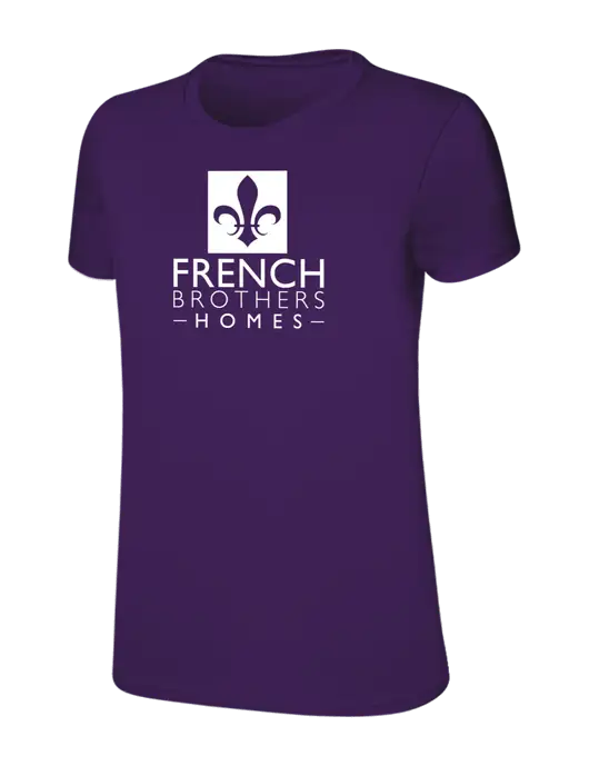 Womens Ring Spun Purple 4.5 oz T-Shirt w/French Brothers Homes Logo