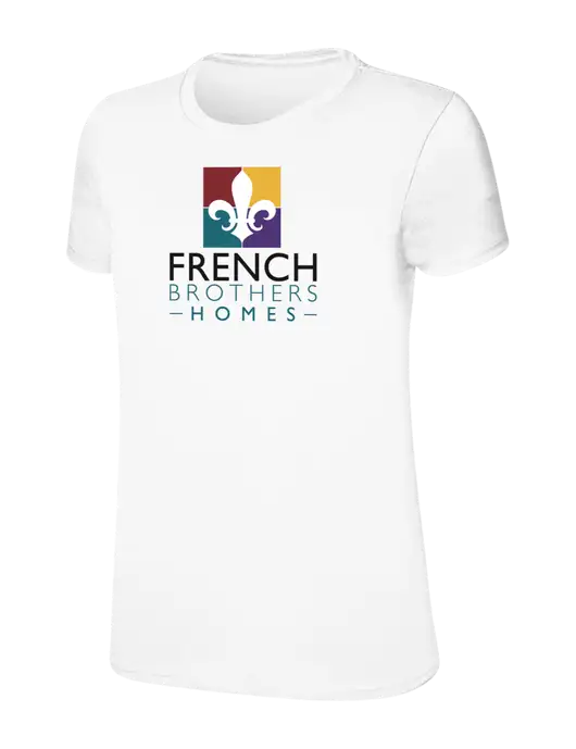 Womens Ring Spun White 4.5 oz T-Shirt w/French Brothers Homes Logo