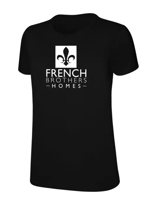 Womens Ring Spun Jet Black 4.5 oz T-Shirt w/French Brothers Homes Logo
