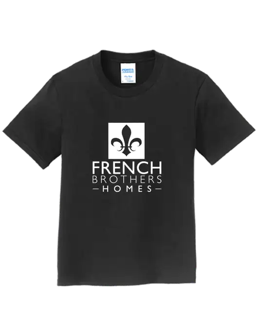 Youth Ring Spun Jet Black 4.5 oz T-Shirt w/French Brothers Homes Logo