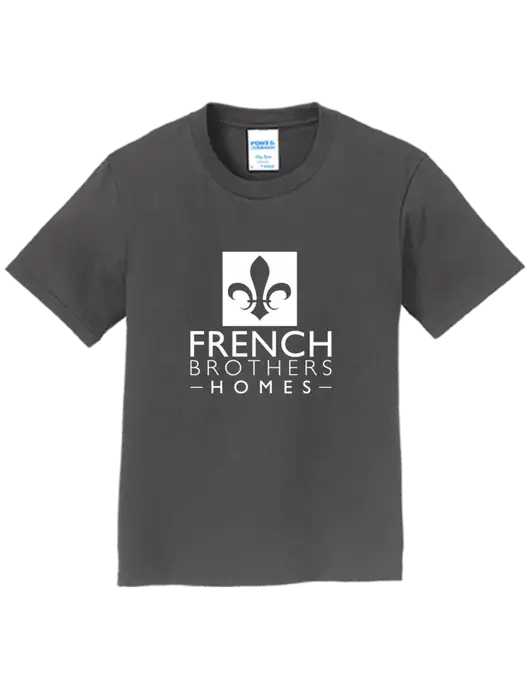Youth Ring Spun Charcoal 4.5 oz T-Shirt w/French Brothers Homes Logo