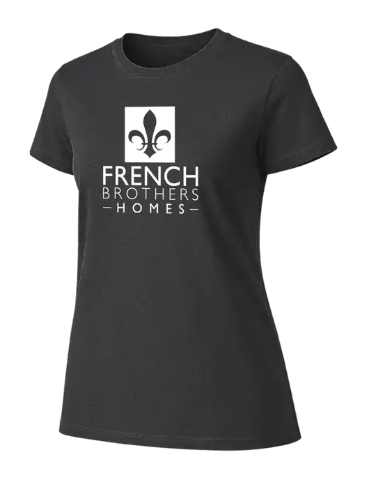 Womens Ring Spun Charcoal 4.5 oz T-Shirt w/French Brothers Homes Logo