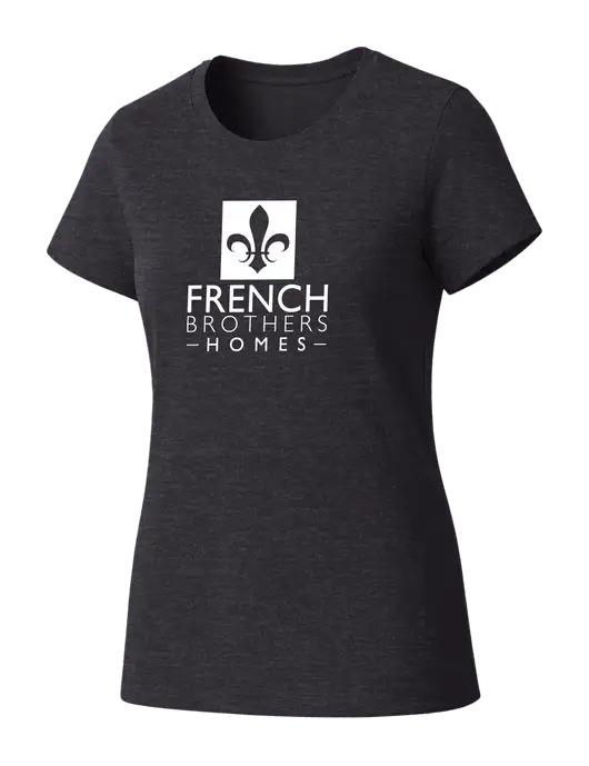 Womens Seriously Soft Heathered Charcoal T-Shirt w/French Brothers Homes Logo