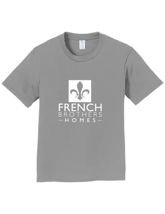 Youth Ring Spun Medium Grey 4.5 oz T-Shirt w/French Brothers Homes Logo