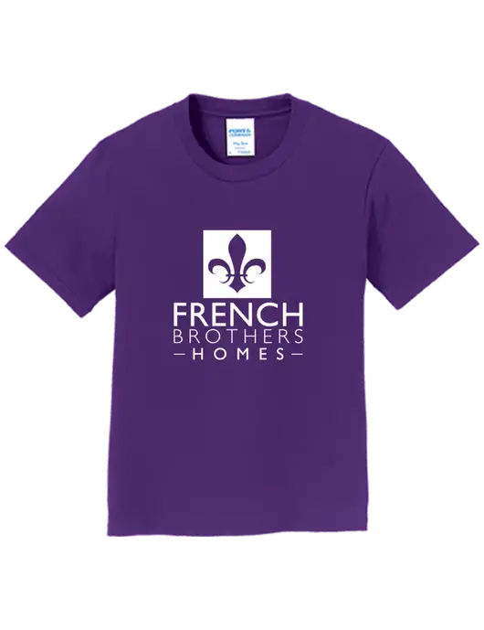 Youth Ring Spun Purple 4.5 oz T-Shirt w/French Brothers Homes Logo