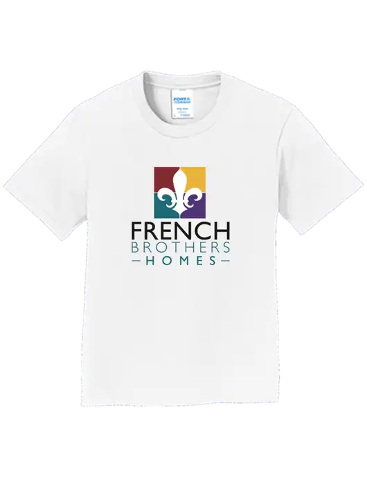 Youth Ring Spun White 4.5 oz T-Shirt w/French Brothers Homes Logo