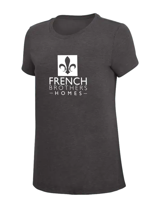 Womens Simply Soft Heather Charcoal 4.5oz  Poly/Combed Ring Spun Cotton T-Shirt w/French Brothers Homes Logo