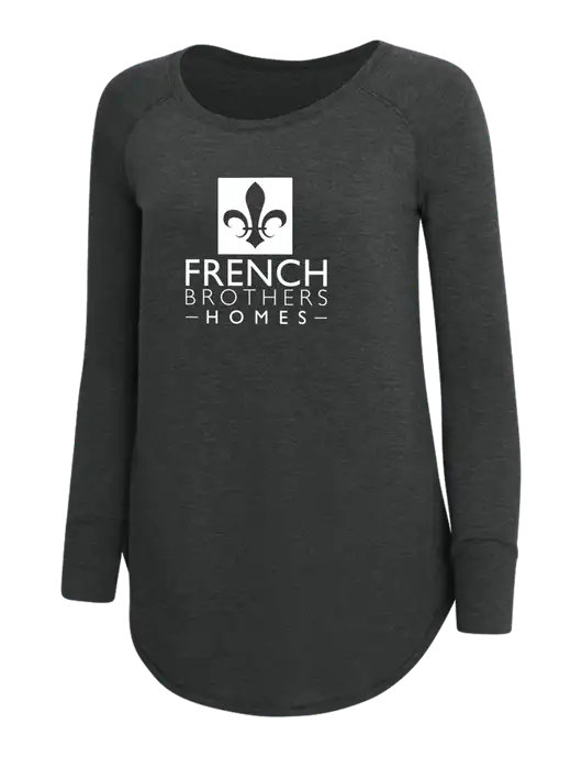 Womens Perfect Wide Collar Tunic Tri-Blend Black Frost 4.5 oz T-Shirt w/French Brothers Homes Logo