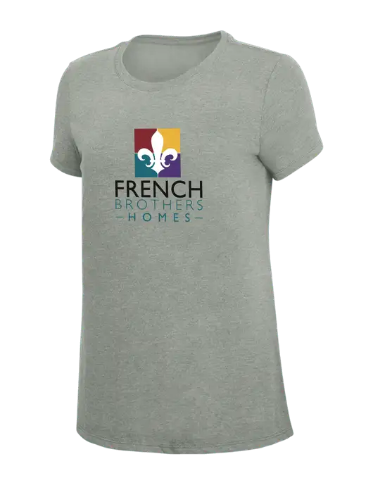 Womens Simply Soft Grey Frost 4.5oz  Poly/Combed Ring Spun Cotton T-Shirt w/French Brothers Homes Logo