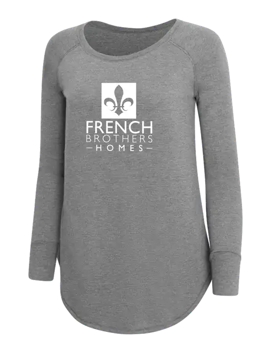 Womens Perfect Wide Collar Tunic Tri-Blend Grey Frost 4.5 oz T-Shirt w/French Brothers Homes Logo