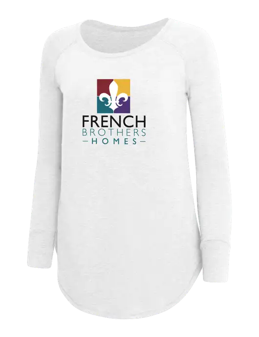 Womens Perfect Wide Collar Tunic Tri-Blend White 4.5 oz T-Shirt w/French Brothers Homes Logo