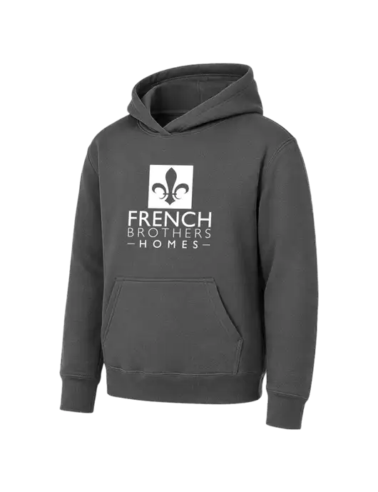 Youth Charcoal 7.8 oz Pullover Hooded Sweatshirt w/French Brothers Homes Logo