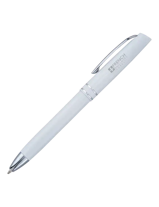 White Anguilla Black Ink Pen w/French Brothers Homes Logo