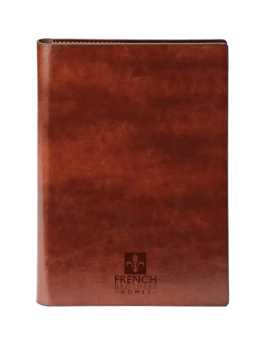 Fabrizio Brown 7 x 9.625 Padfolio & Notepad w/French Brothers Homes Logo