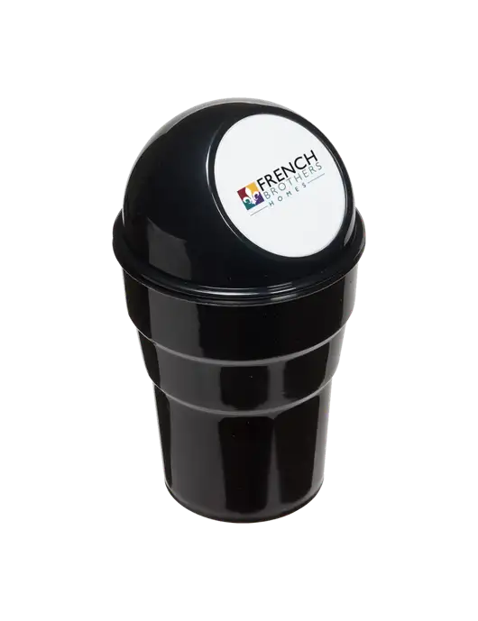 Black Car Cup Holder Trash Can w/French Brothers Homes Logo